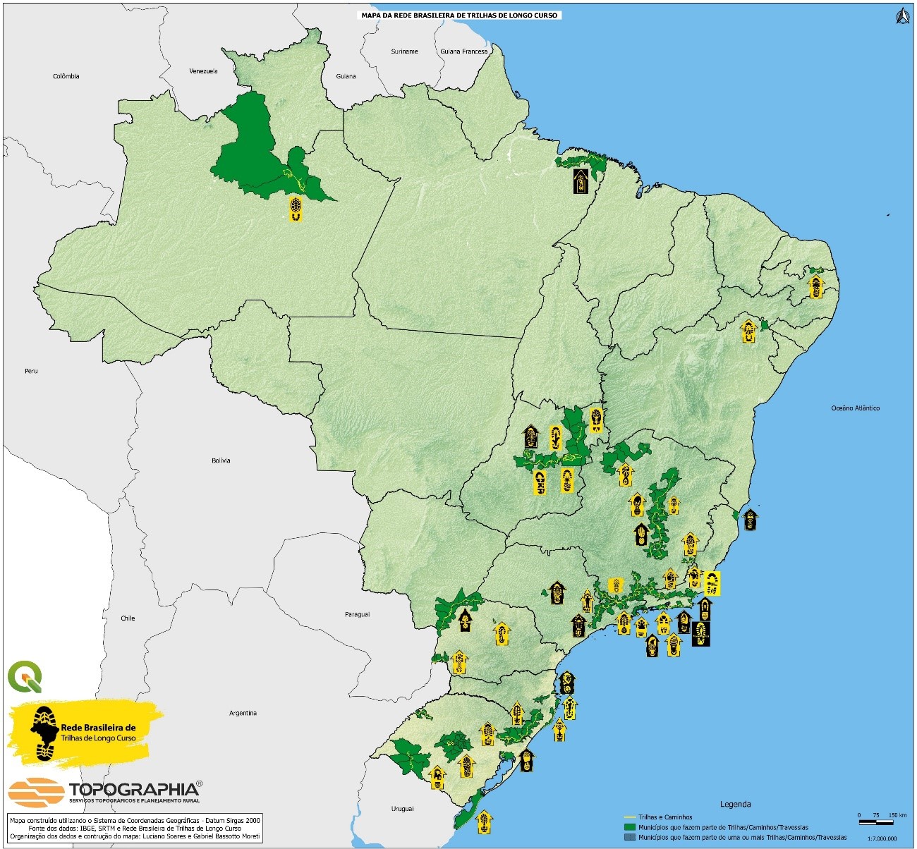 Mapa da Rede Brasileira de Trilhas